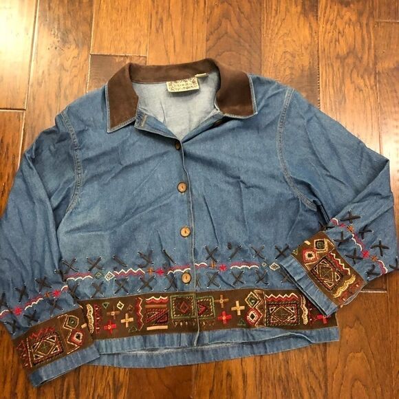 Vintage tribal Aztec Jean jacket - Picture 1 of 4